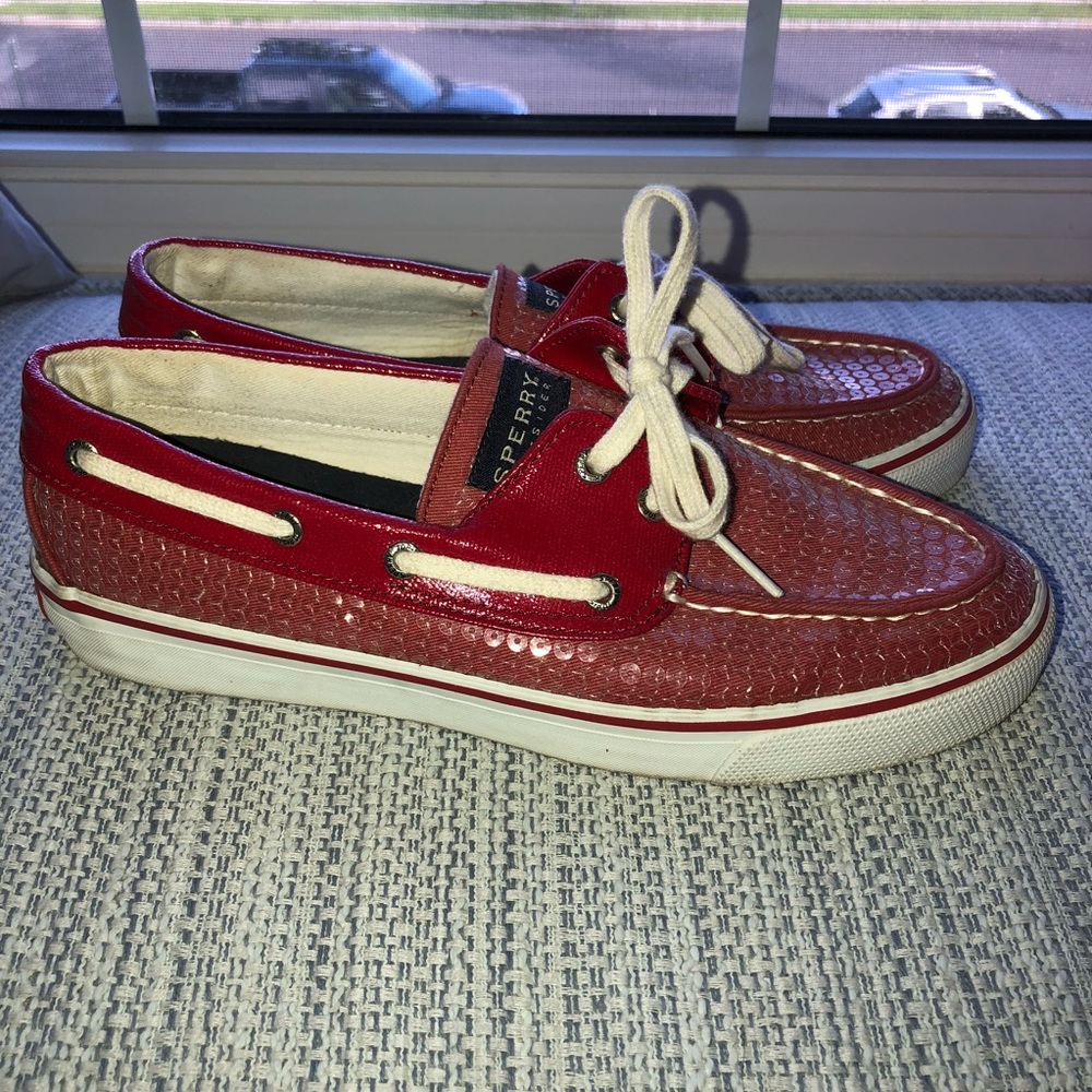 Women’s Red Sequin Sperry Sneaker